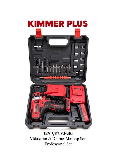 Kımeer Plus 12v Şarjlı Matkap Vidalama Seti Darbeli/çantalı