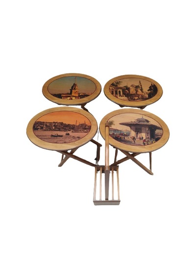 Zigon ÇANTA OVAL RESİMLİ Model Kayın Retro ayak Parlak Ceviz Natüre minumum park Kutu sevk El Yapım