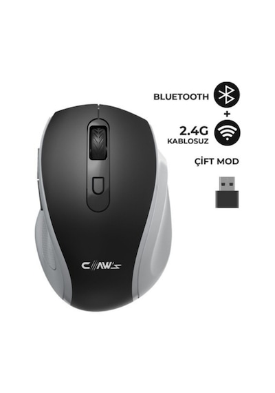 Claw S Genius Dual V2 Pixart Paw3065 Sensörlü Bluetooth + 2.4g Wi-fi Çift Mod Kompakt Sessiz Click Kablosuz Mouse - Siyah Windows & Mac Uyumlu M-genıus-b V2-dual