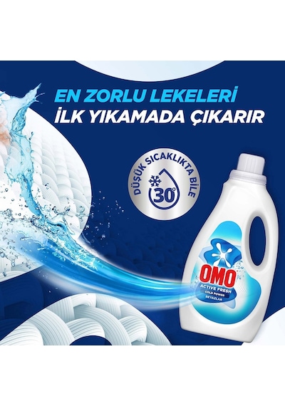 Omo Active Fresh Cold Power Beyazlar İçin Sıvı Deterjan 4 x 1500 ML
