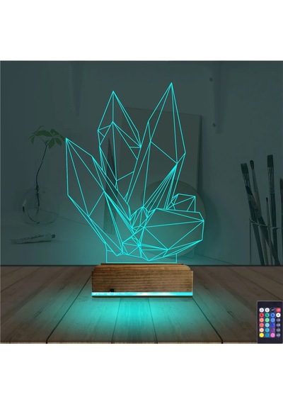 Luvivia Kristal Tasarım 3d Lamba - Masa Gece Lambası Şeffaf