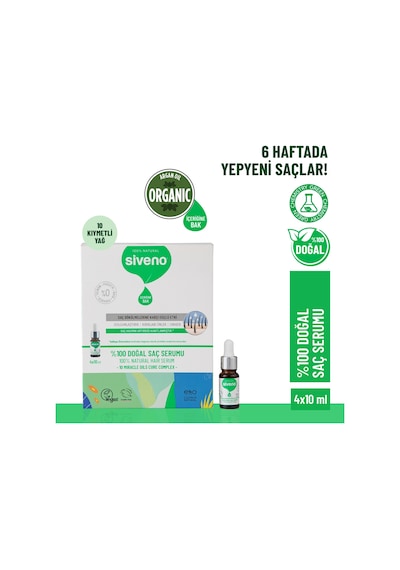 Siveno %100 Doğal Onarıcı Yoğunlaştırıcı Bakım Serumu Bitkisel Yıpranmış ve Dökülen Saçlara Özel 4 x 10 ML