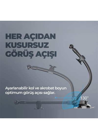 By Deji Active 360 Vantuzlu Araç İçi Telefon Tutucu - Vakumlu Akrobat Araba Telefon Tutacağı Genel