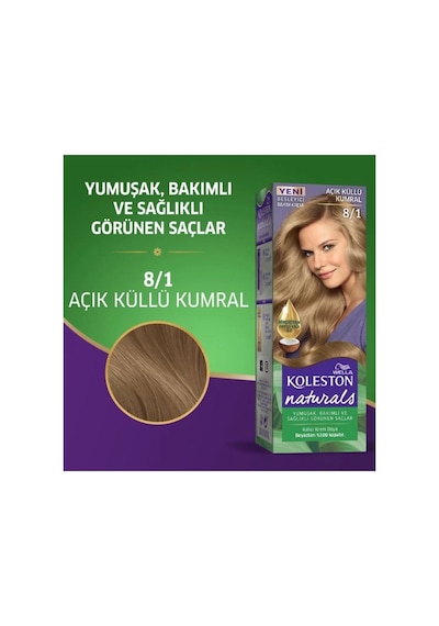 Hubrendy Tedarik Naturals Saç Boyası Açık Küllü Kumral 8/1