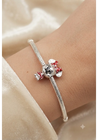 Kadın Minnie Mouse Gümüş Charm