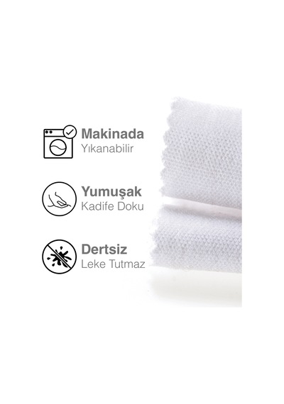 Kadife Dokulu Beyaz Renk Daily Series Runner 40 X 140 Beyaz