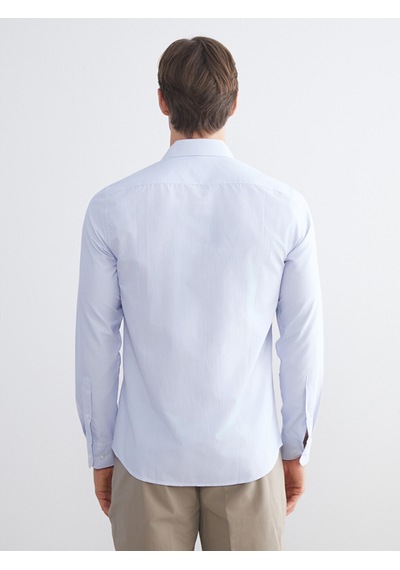 Lcw Busıness Mavi Slim Fit Uzun Kollu Çizgili Poplin Erkek Gömlek