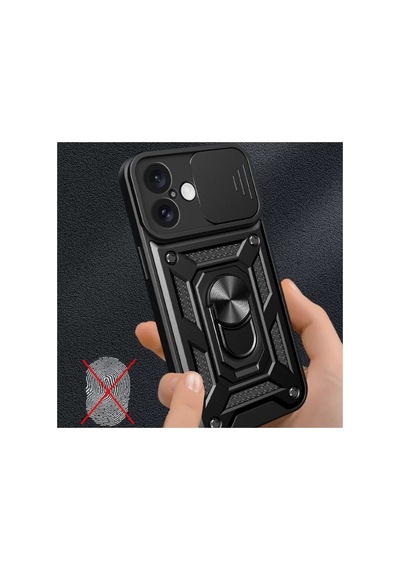 Newface Apple İphone 16 Kılıf Pars Lens Yüzüklü Silikon - Lacivert