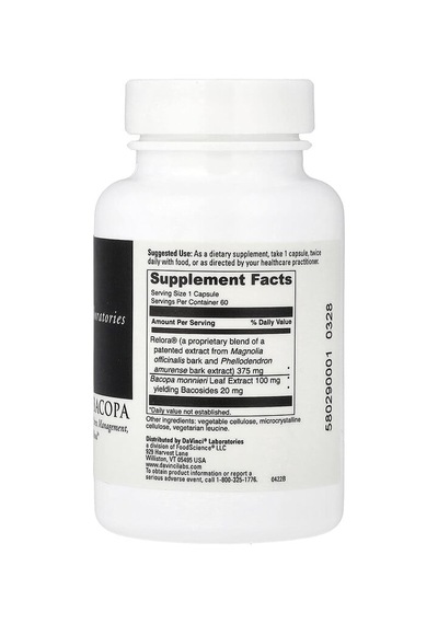 Davinci Laboratories, Relora With Bacopa, 60 Capsules