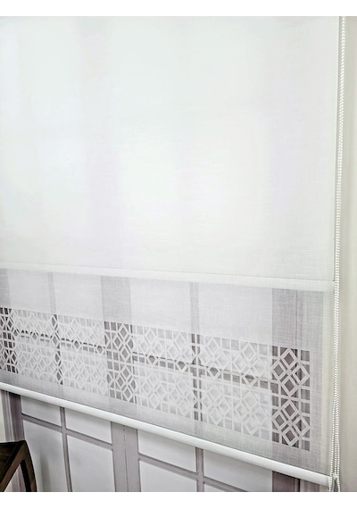 Bbb Çift Mekanizmalı Keten Lazer Kesim Tül Ve Stor Perde Mlt1050