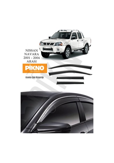 Nissan Navara 2001-2004 Kromlu Cam Rüzgarlığı 4'lü Set A+ Plus