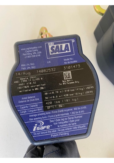 Dbi Sala Nano-Lok Çift Kollu Geri Sarımlı Düşüş Durdurucu 1.8 M 3 Çok Renkli