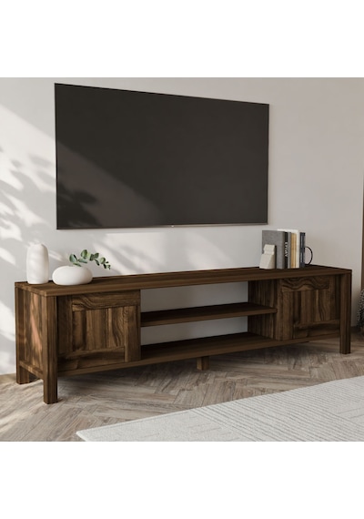 İnarch Dizayn Gina Tv Sehpası Modern 2 Kapaklı Profil Ayaklı Tasarım Ceviz