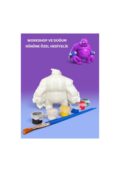 3d Golem Figür Boyama Seti - Kendin Boya Hobi Ve Etkinlik Seti - Akrilik Boya + 2 Fırça