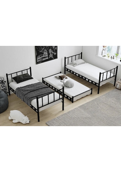 Zambak Yavrulu Genç Çocuk Odası Metal Ranza Ve Karyola - 90 X 200 Cm - Siyah 90 x 200 Zambak Yavrulu Genç Çocuk Odası Metal Ranza Ve Karyola - 90 X 200 Cm - Siyah 90 x 200