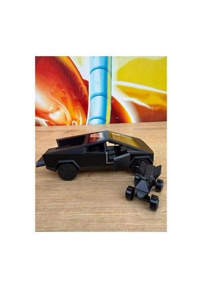 Tesla Cybertruck Diecast Pickup Tesla Model Motorlu Diecast Araba Siyah Mini