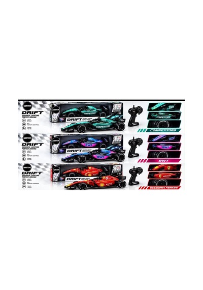 L2501-3 1 16 Led Işıklı 4 Adet Yedek Drift Tekerli 3 Model Karış Formula Aracı Çok Renkli