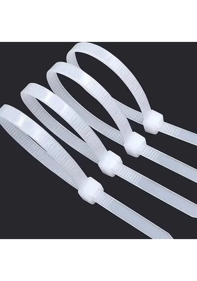 300 Adet - 20cm Cırt Kelepçesi 5 250mm Kablo Bağı - Beyaz 300 Adet