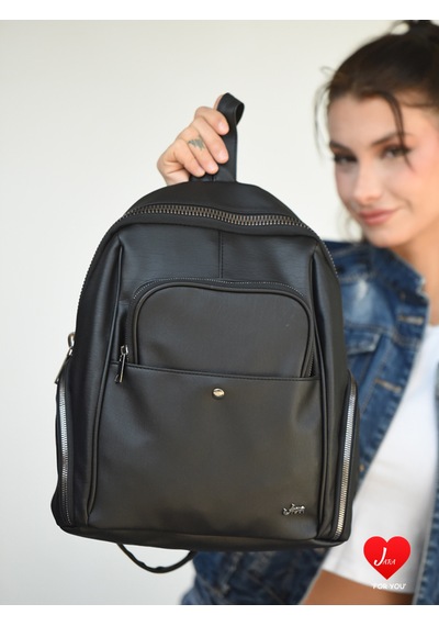 Jara Bag Freya Kadın Sırt Çantası Şık, Yumuşak Dokulu Ve 5 Bölmeli Siyah