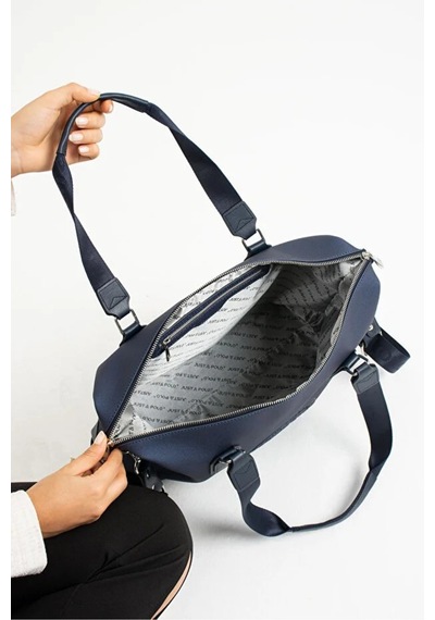 Just Polo Kadın Büyük Valiz Boy Ayarlanabilir Askılı Lüks El Ve Omuz Çantası Shopper Ebat: 33 X 40 Cm Lacivert