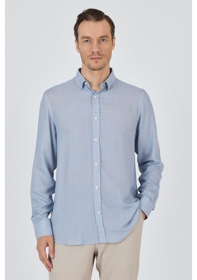 İmza Koyu Mavi Uzun Kol Baskılı Cepsiz Keten Casual Slim Fit Gömlek 1004250112 Koyu Mavi İmza Koyu Mavi Uzun Kol Baskılı Cepsiz Keten Casual Slim Fit Gömlek 1004250112 Koyu Mavi