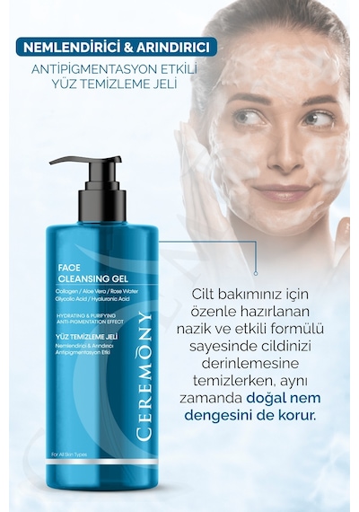 Ceremony Nemlendirici Eşitleyici Sivilce ve Akne Karşıtı Yüz Temizleme Jeli 4 x 400 ML