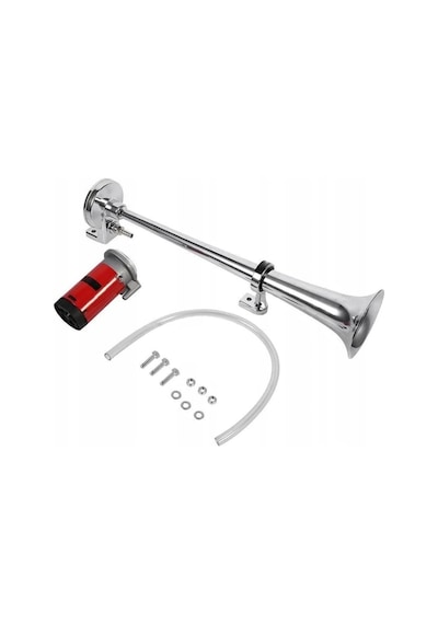 12v Havalı Korna Tekli Krom Marin Kompresörlü