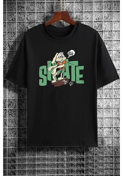 Uyguntarz Unisex All Day Rabbit Tasarım T-shirt Siyah
