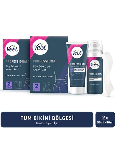 Veet Professional Bikini Bölgesi Tüy Dökücü Krem 4 x 50 ML + Tüy Dökücü Krem 50 ML +  Nemlendirici Köpük 50 ML