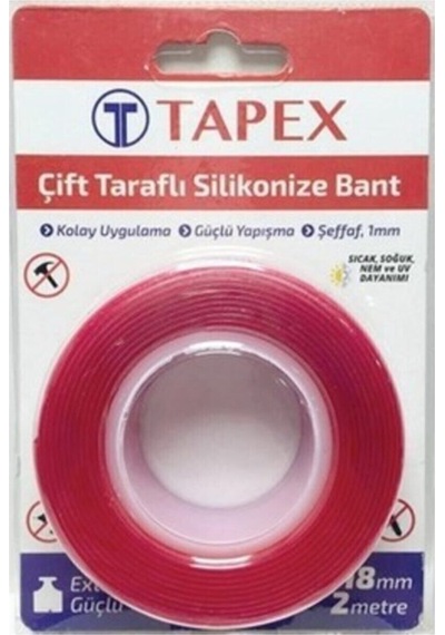 Tapex Çift Taraflı Silikonize Bant 18mm X 2 Metre