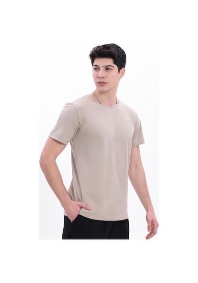 Freemen Erkek/unisex Bisiklet Yaka Basic Tişört %100 Pamuk-371 Bej