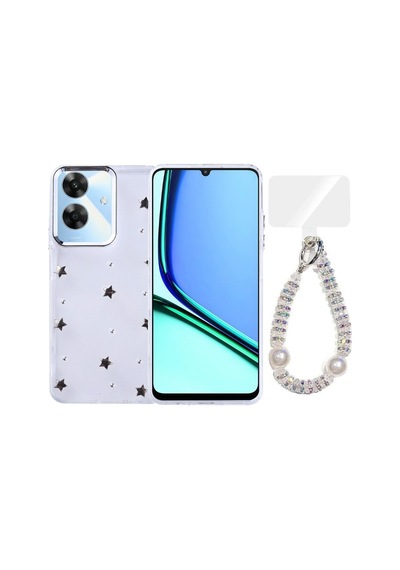 Teleplus Realme Note 60 Kılıf Pole Desenli El Bilekli Kılıf Gri