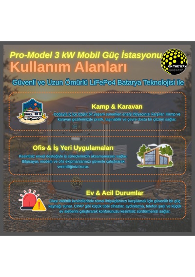 Otw Pro-model 3000w Mobil Güç İstasyonu Lifepo4 Bataryalı Şebeke Şarjlı