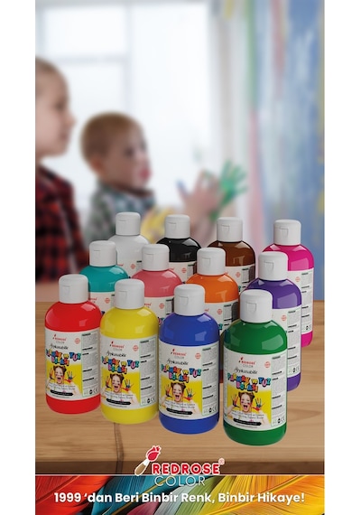 Mavi-fuşya Parmak Boyası 2'li Set 2x250gr Yıkanabilir, Toksik İçermez, Çocuk Okul Kreş İçin