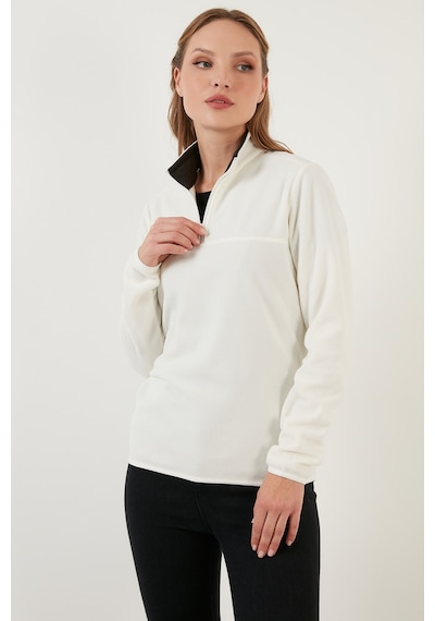 Lela Slim Fit Yumuşak Dokulu Anti-Pilling Tüylenme Yapmayan Yarım Fermuarlı Bayan Polar 5907000 Ekru