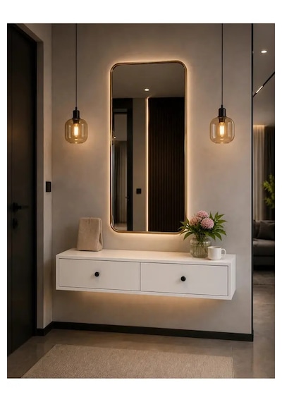 Modern Mdf Beyaz 2 Kapaklı Makyaj Masası - Dresuar