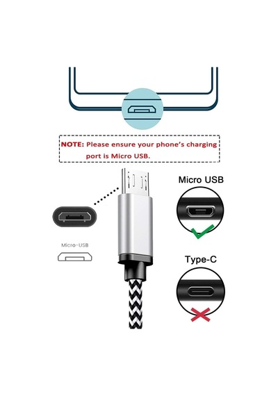 Micro-usb Hızlı Şarj Kablosu, 1 Metre, 2.1a, Kopmaz Naylon Örgülü Veri Kablosu, Samsung, Xiaomi Ve Micro-usb Girişli Tüm Cihazlar İle Uyumlu, 1 Yıl Garantili