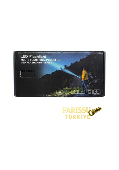 30w 3000 Lümen Zoomlu Şarj Edilebilir El Feneri & Kamp Lambası - Powerbank Özellikli 12 Modlu Siyah