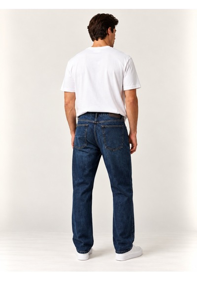 73526-73614 Erkek Relaxed Straıght Fıt Denim Pantolon 73526-73614 Blue