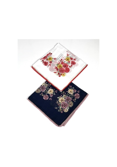 Eripek 2'li Paket Oyalı Pamuk Yazma 6594 Beyaz - Lacivert
