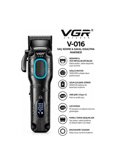 V-633 & V-016 Saç Sakal Vücut Bakım Tıraş Makinesi 2'li Tıraş Seti - Shaver Ve Folyo Başlık