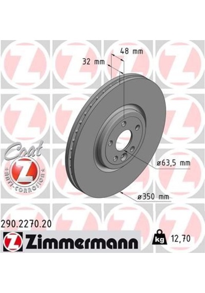 Zımmermann 290.2270.20 Fren Diski Ön 18 Land Rover Range Rover Velar L560 . Jaguar F-pace X761 Xe X760 Xf X260 Lr090685-t4a2343 -