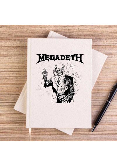 Megadeth Vic Rattlehead Portre Krem Çizgisiz Kanvas Defter