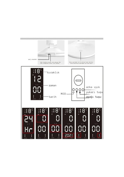 Techtic 5in1 Çok Fonksiyonlu Şarjlı Masa Lambası+saat+termometre Techtic 5in1 Çok Fonksiyonlu Şarjlı Masa Lambası+saat+termometre