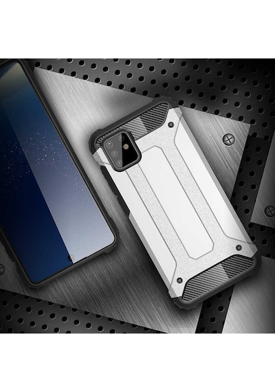 Ekılıf - Samsung Galaxy A81 Note 10 Lite Uyumlu Kılıf Çift Katman Zırh Tank Crash Military Kapak - Mavi
