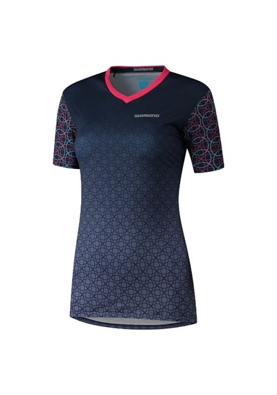Shimano Saiko Kısa Kol Bayan Forma Navy L Wn0116 Çok Renkli