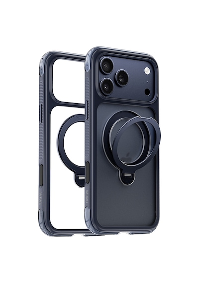 Apple iPhone Uyumlu  17 Pro Max Kılıf Wiwu As-203 Aeroshield Ultra Serisi M-safeli Airbagli Standlı Kapak Lacivert