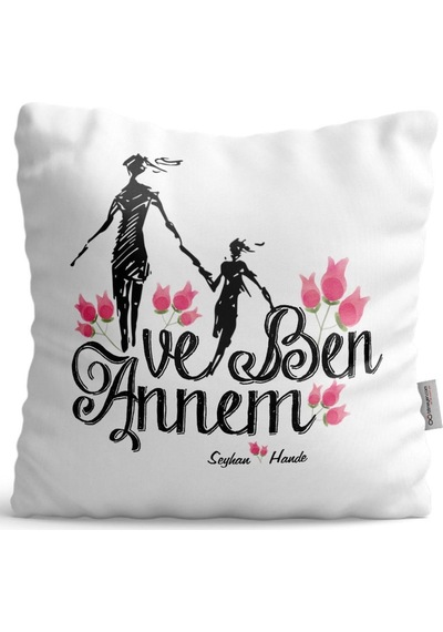 Kişiye Özel Annem Ve Ben Saten Yastık - 1