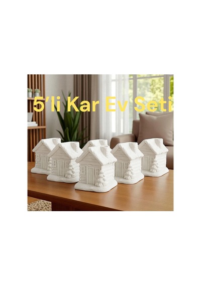 5 Li Kar Ev Seti Boyanabilir Taş Obje El Yapımı &hobi &dekoratif Set