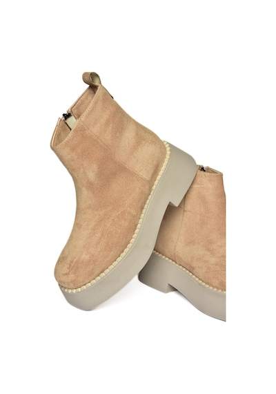 Fox Shoes R820190202 Ten Süet Kalın Tabanlı Kadın Bot Ten